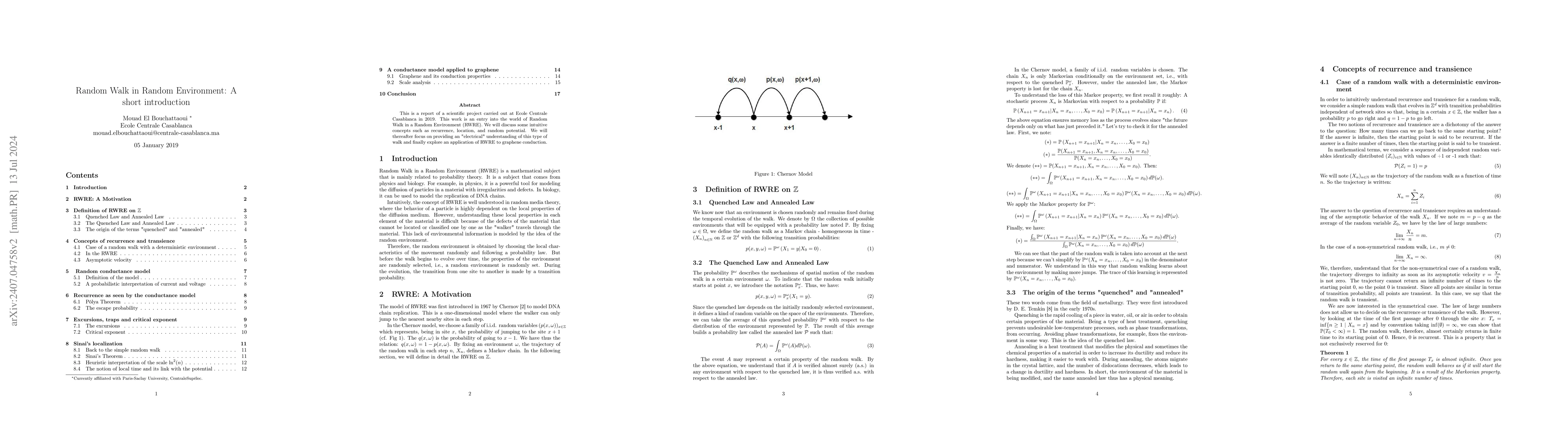 Thumbnail for Random Walk in Random Environment: A short introduction