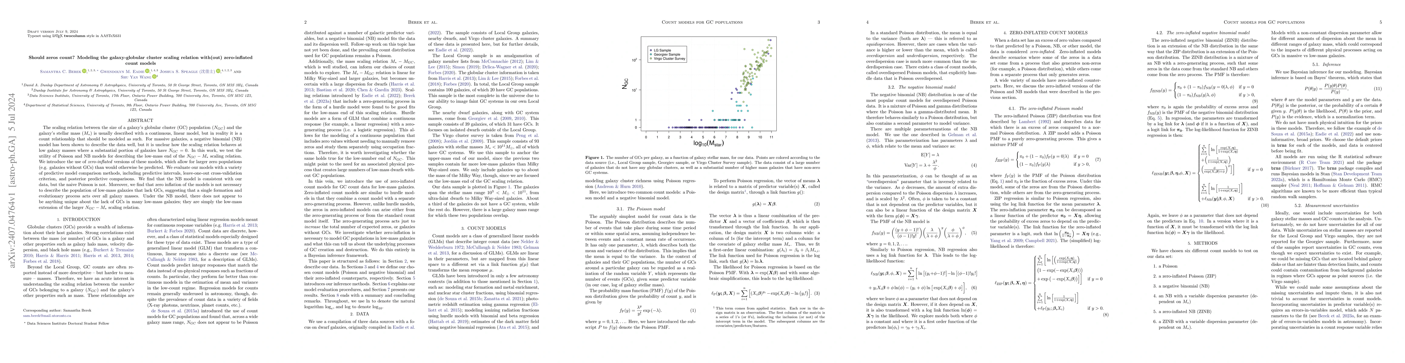 Thumbnail for Should zeros count? Modeling the galaxy-globular cluster scaling
  relation with(out) zero-inflated count models