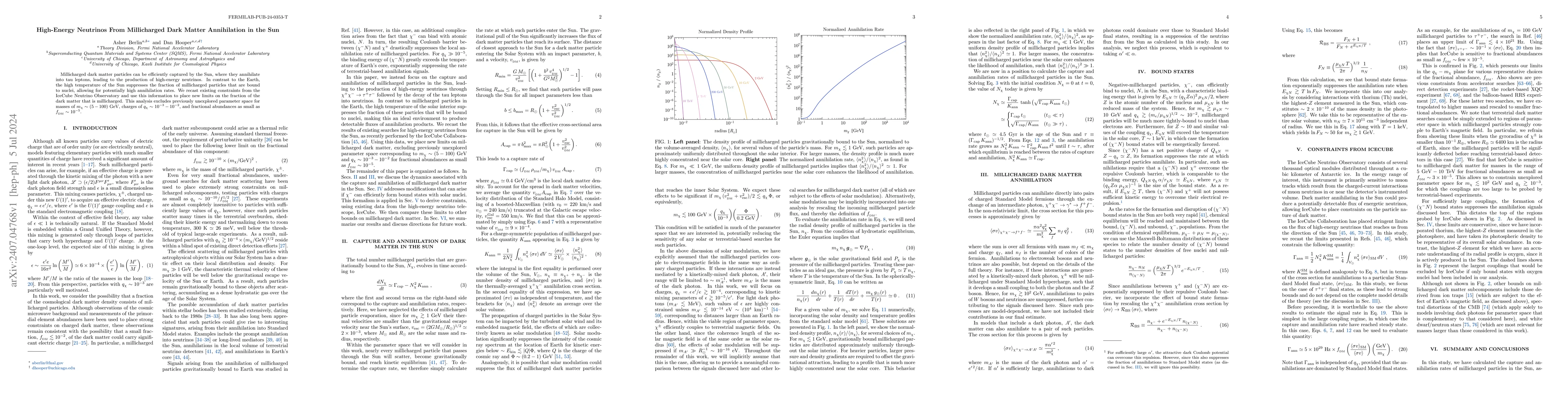 Thumbnail for High-Energy Neutrinos From Millicharged Dark Matter Annihilation in the
  Sun