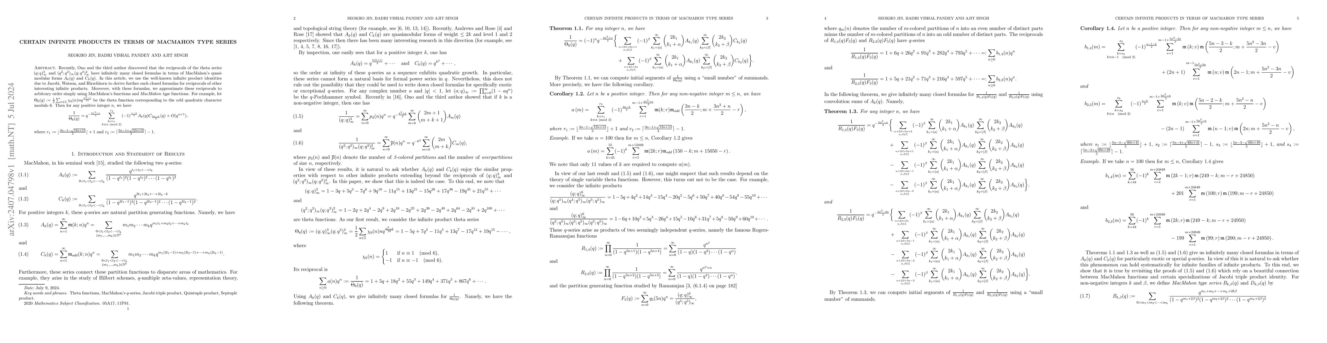 Thumbnail for Certain infinite products in terms of MacMahon type series