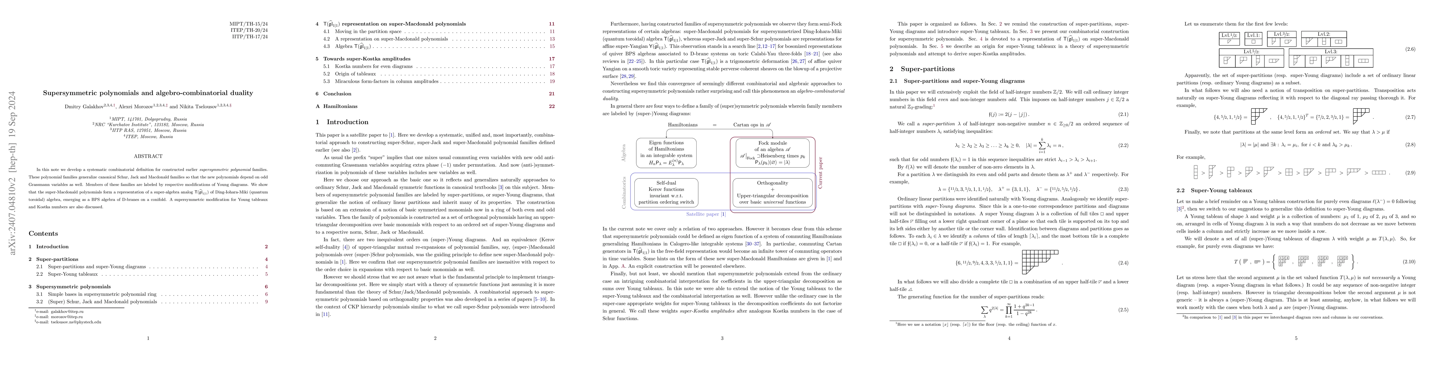 Thumbnail for Supersymmetric polynomials and algebro-combinatorial duality
