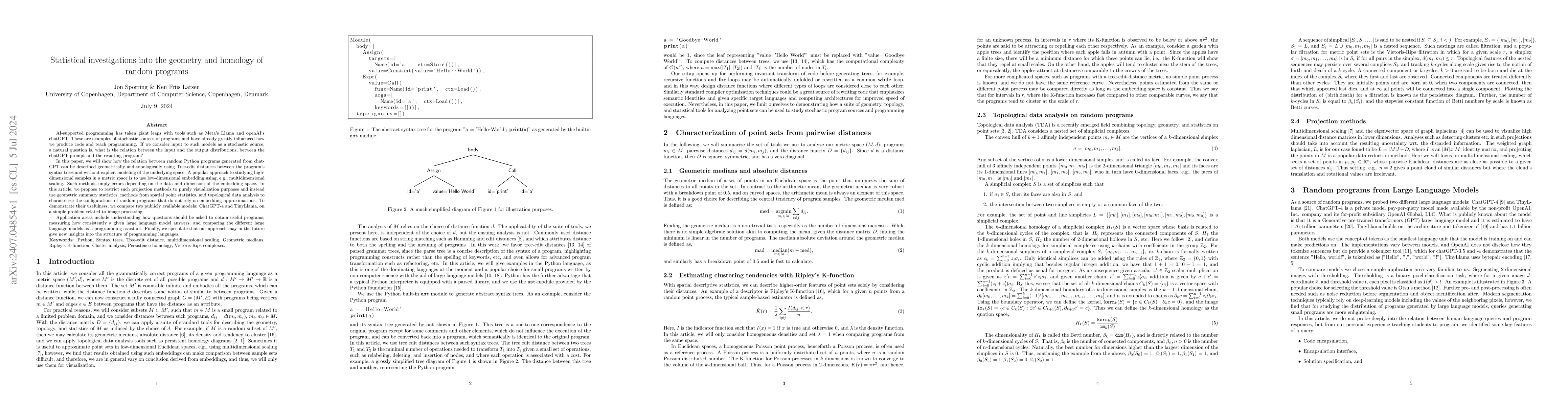 Thumbnail for Statistical investigations into the geometry and homology of random
  programs