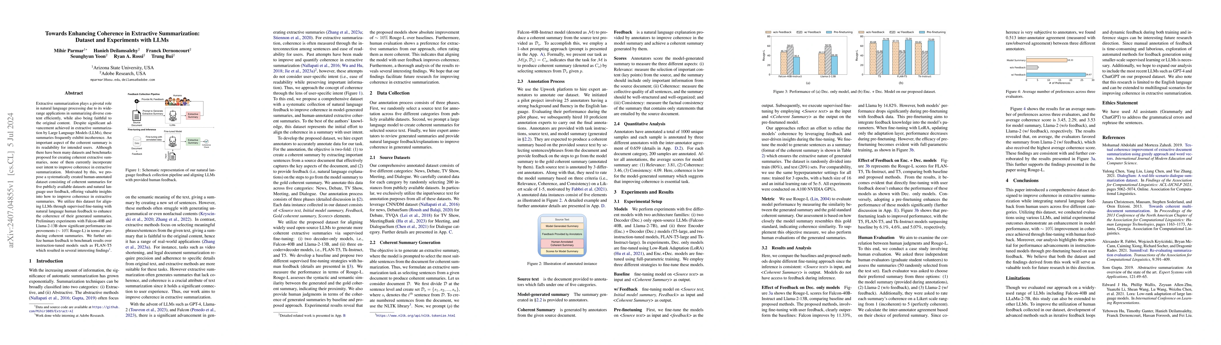 Thumbnail for Towards Enhancing Coherence in Extractive Summarization: Dataset and
  Experiments with LLMs