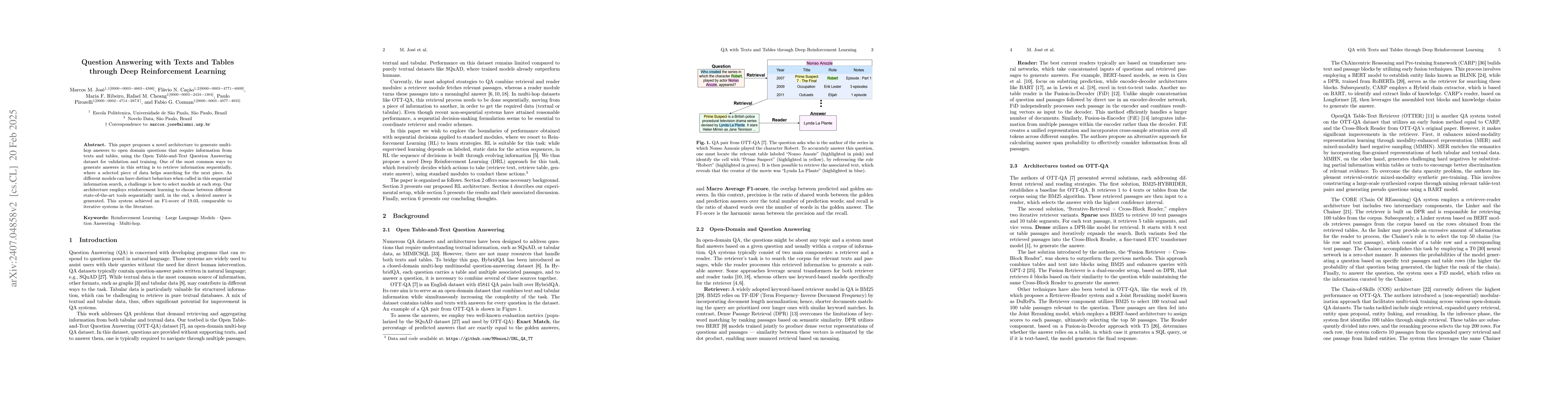 Thumbnail for Question Answering with Texts and Tables through Deep Reinforcement
  Learning