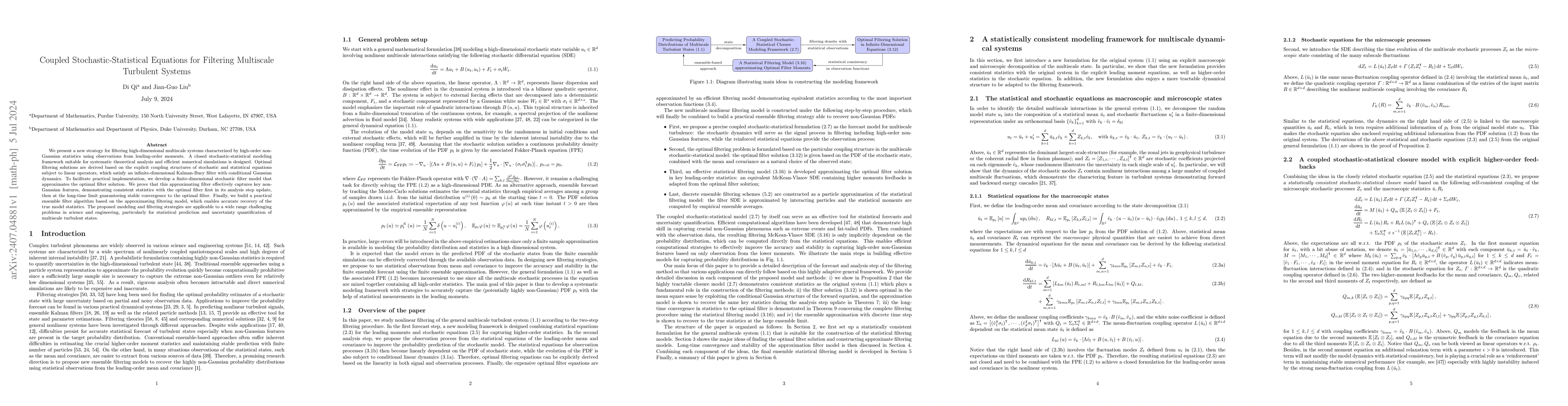 Thumbnail for Coupled Stochastic-Statistical Equations for Filtering Multiscale
  Turbulent Systems