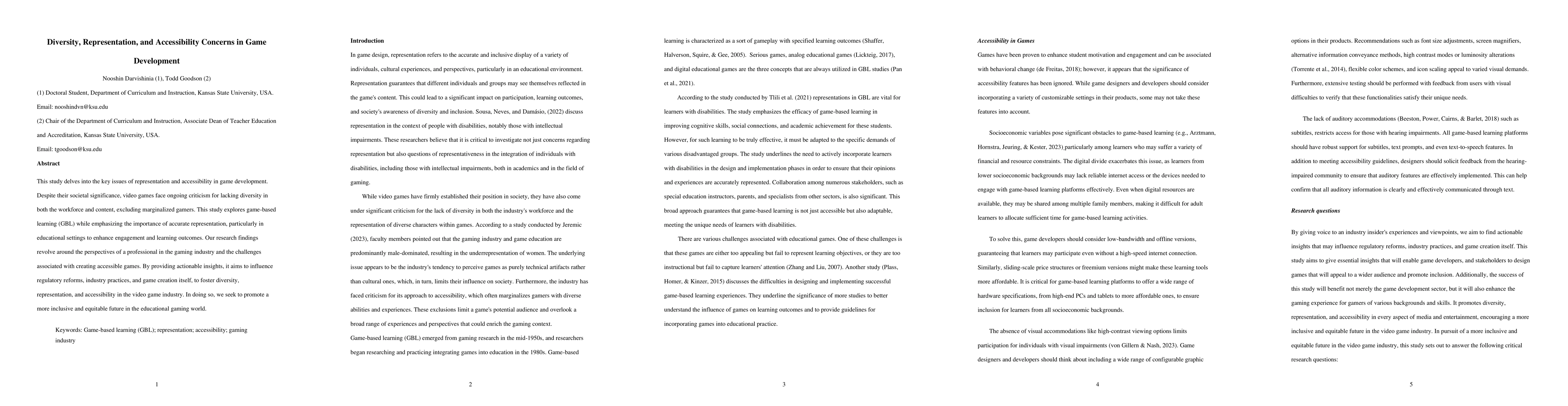 Thumbnail for Diversity, Representation, and Accessibility Concerns in Game
  Development