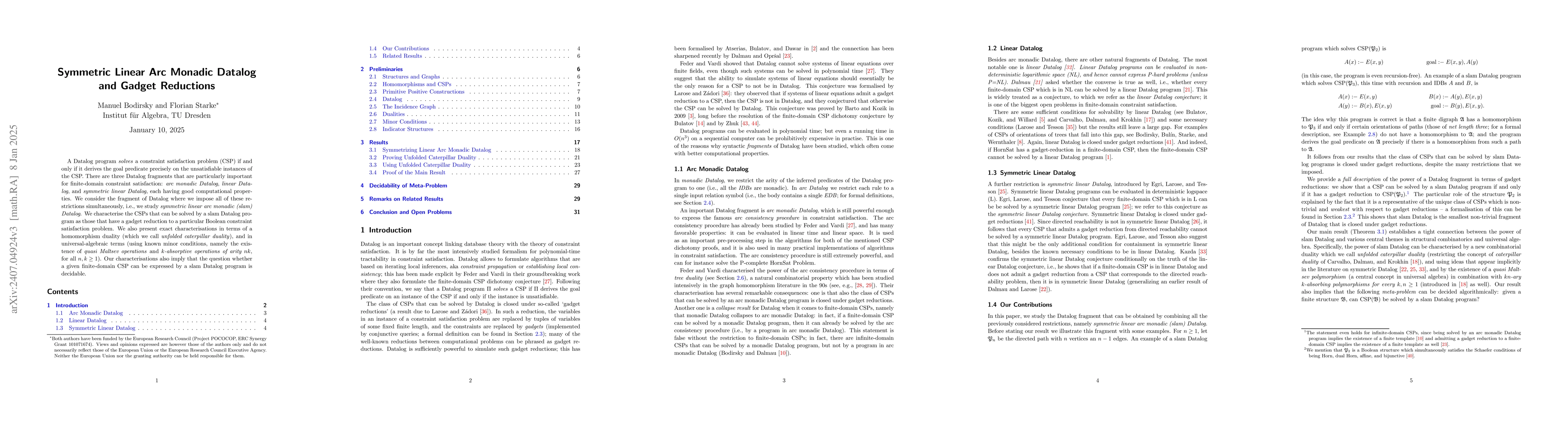 Thumbnail for Symmetric Linear Arc Monadic Datalog and Gadget Reductions