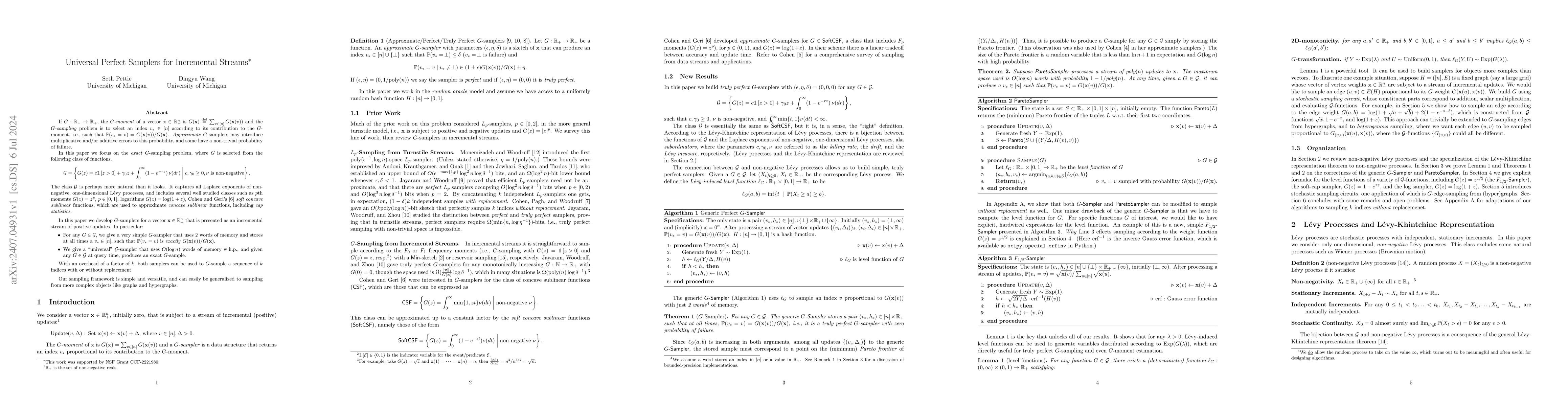 Thumbnail for Universal Perfect Samplers for Incremental Streams