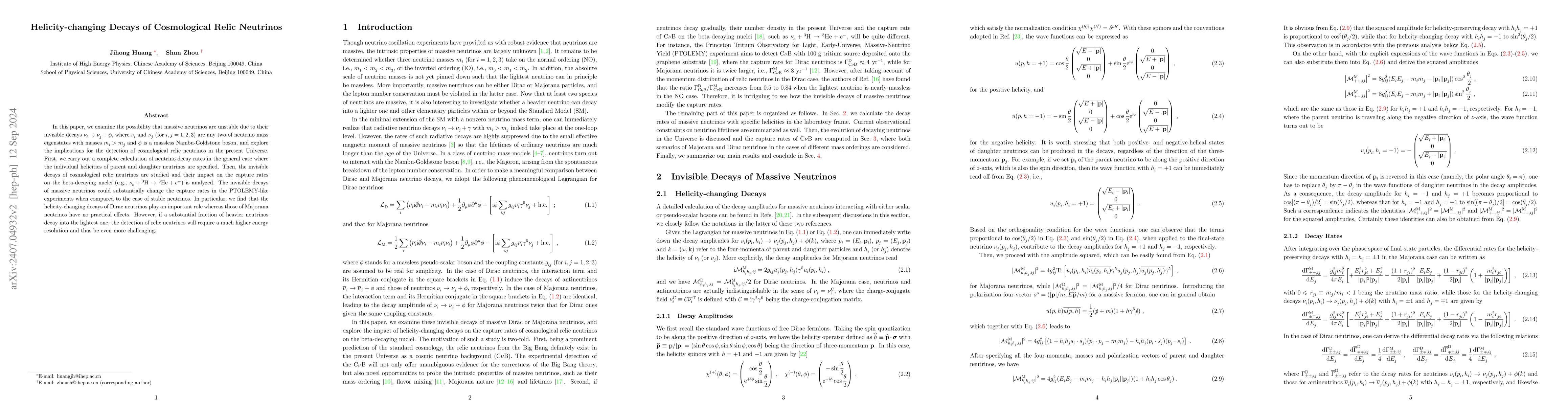 Thumbnail for Helicity-changing Decays of Cosmological Relic Neutrinos
