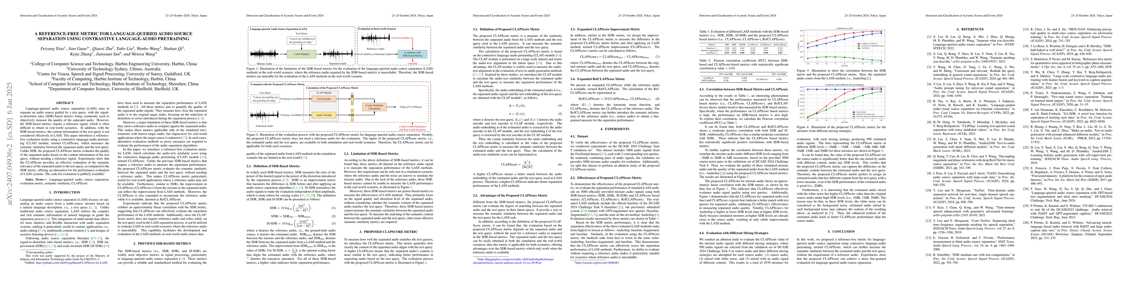 Thumbnail for A Reference-free Metric for Language-Queried Audio Source Separation
  using Contrastive Language-Audio Pretraining