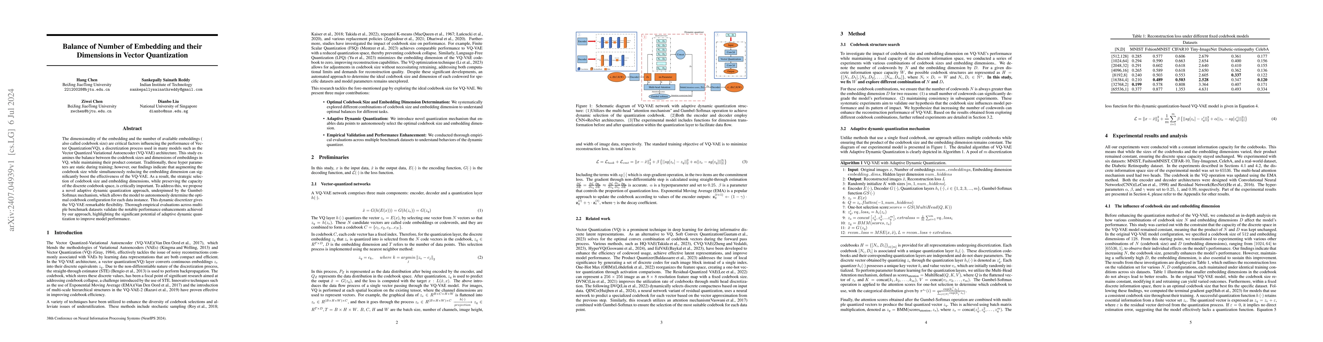 Thumbnail for Balance of Number of Embedding and their Dimensions in Vector
  Quantization