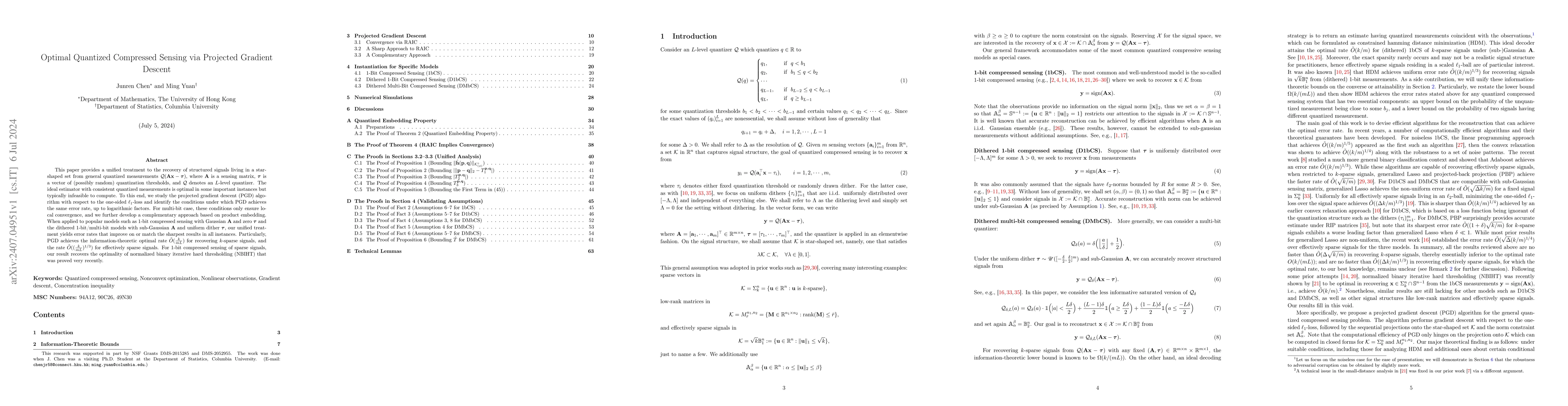 Thumbnail for Optimal Quantized Compressed Sensing via Projected Gradient Descent