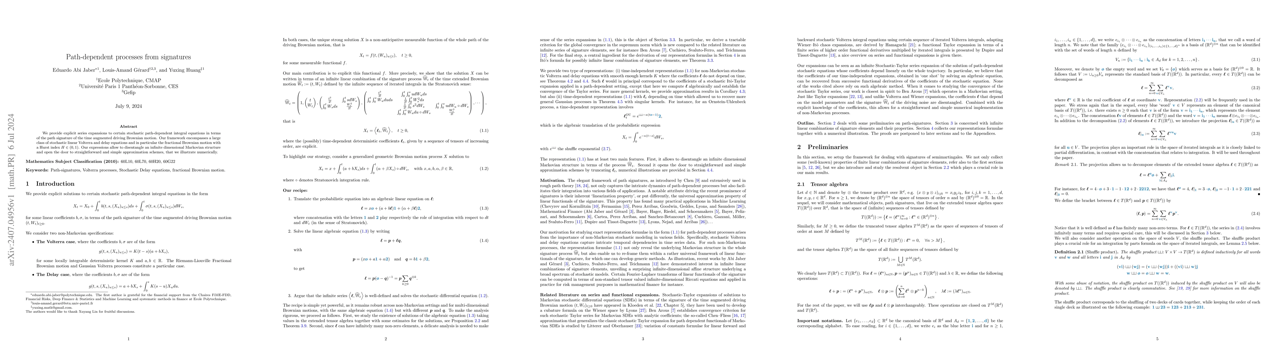 Thumbnail for Path-dependent processes from signatures