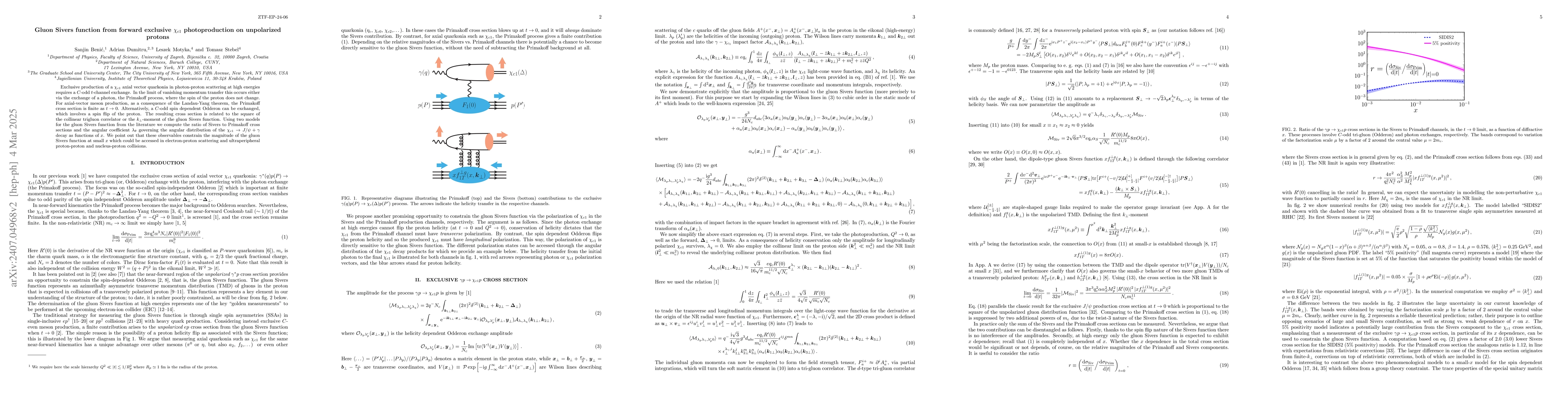 Thumbnail for Gluon Sivers function from forward exclusive $χ_{c1}$ photoproduction
  on unpolarized protons