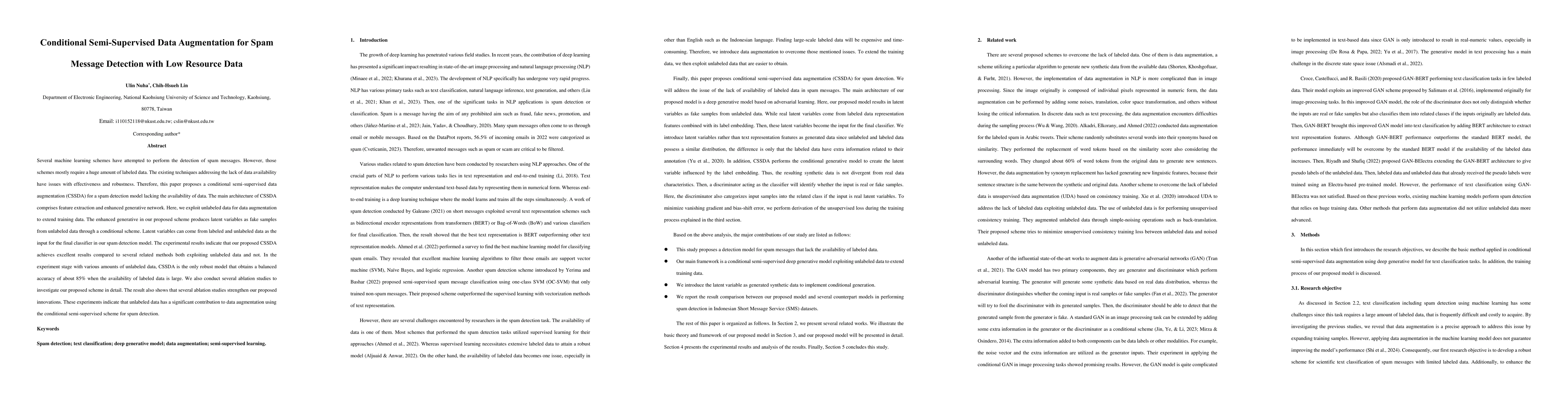 Thumbnail for Conditional Semi-Supervised Data Augmentation for Spam Message Detection
  with Low Resource Data