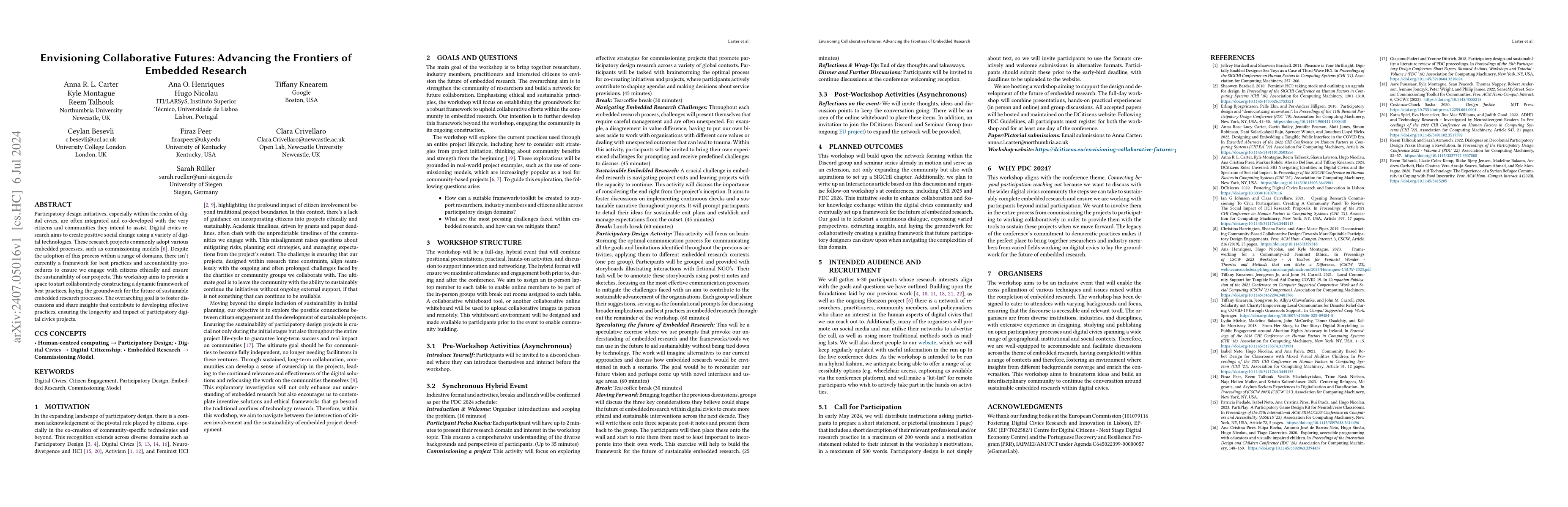 Thumbnail for Envisioning Collaborative Futures: Advancing the Frontiers of Embedded
  Research