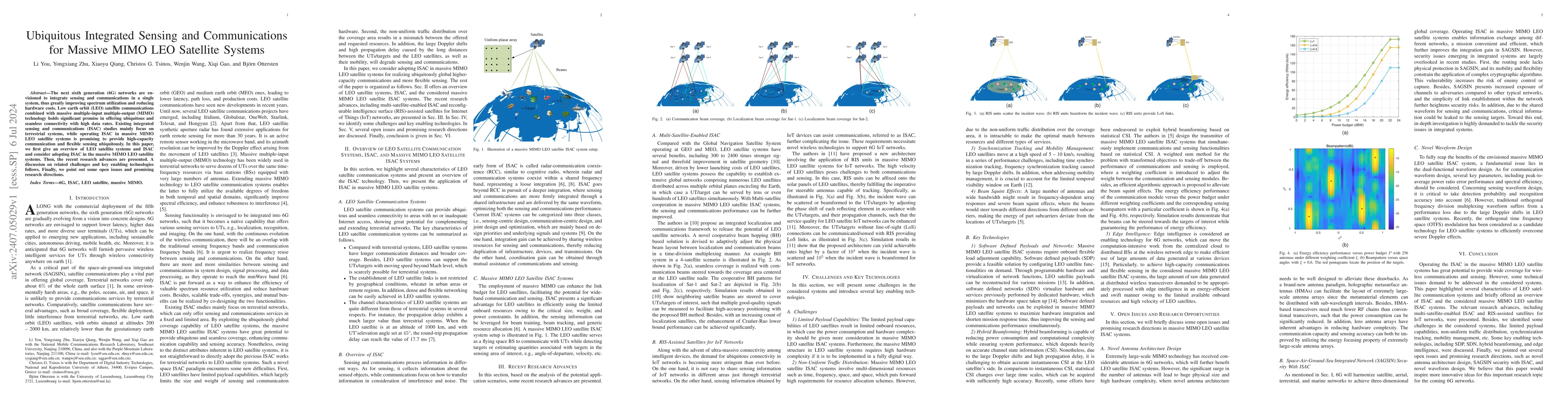 Thumbnail for Ubiquitous Integrated Sensing and Communications for Massive MIMO LEO
  Satellite Systems
