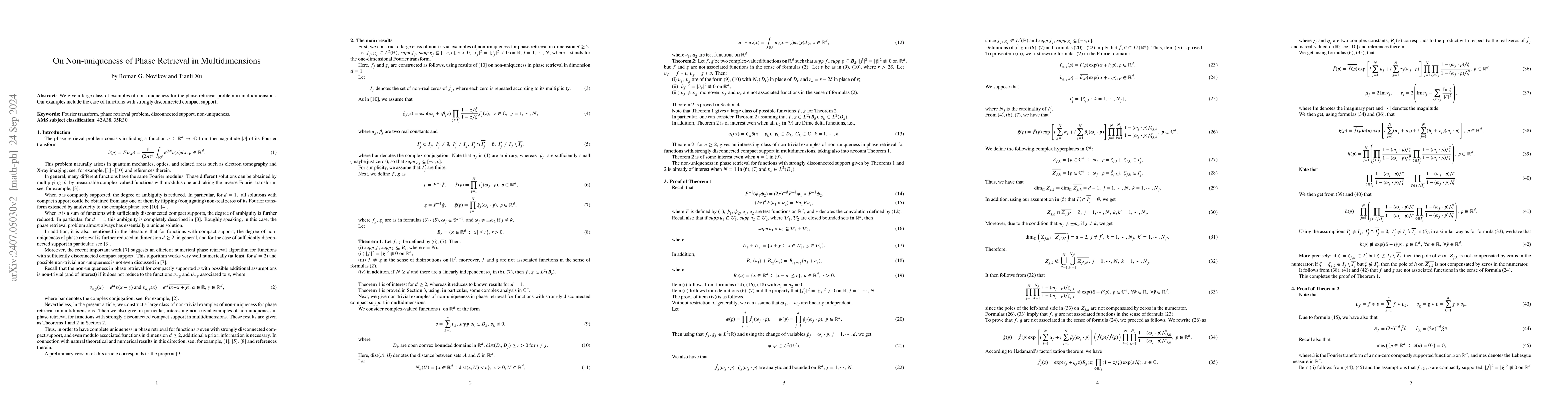 Thumbnail for On non-uniqueness of phase retrieval in multidimensions