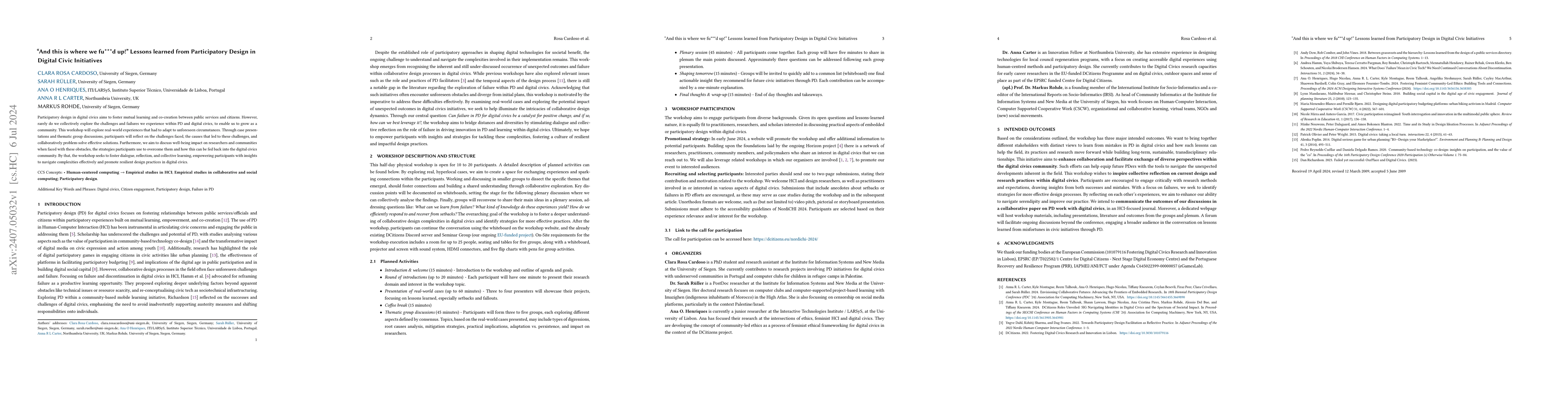 Thumbnail for And this is where we fu***d up! Lessons learned from Participatory
  Design in Digital Civic Initiatives