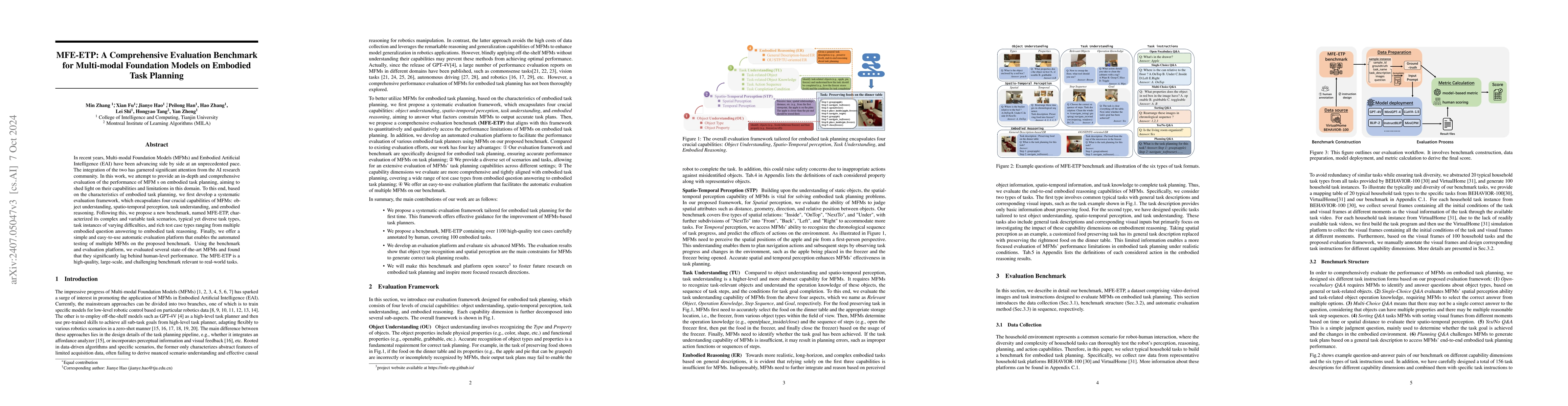 Thumbnail for MFE-ETP: A Comprehensive Evaluation Benchmark for Multi-modal Foundation
  Models on Embodied Task Planning