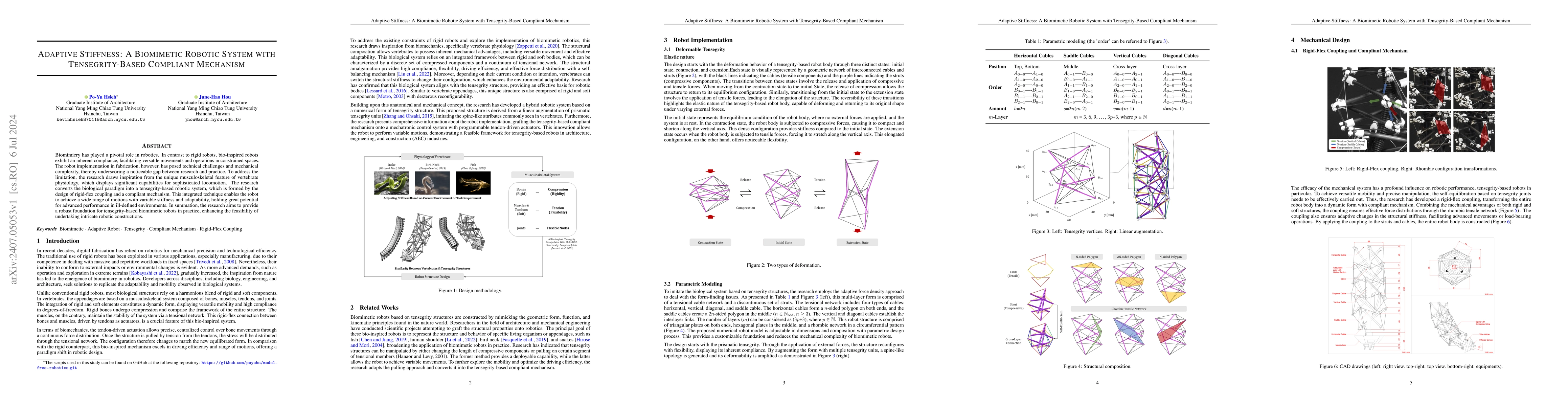 Thumbnail for Adaptive Stiffness: A Biomimetic Robotic System with Tensegrity-Based
  Compliant Mechanism