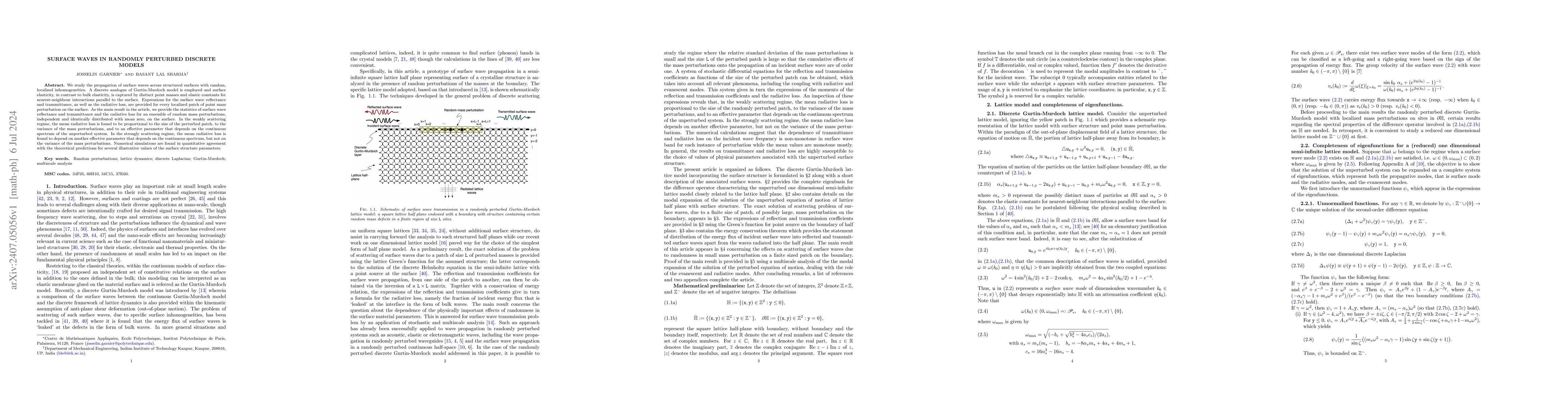 Thumbnail for Surface waves in randomly perturbed discrete models