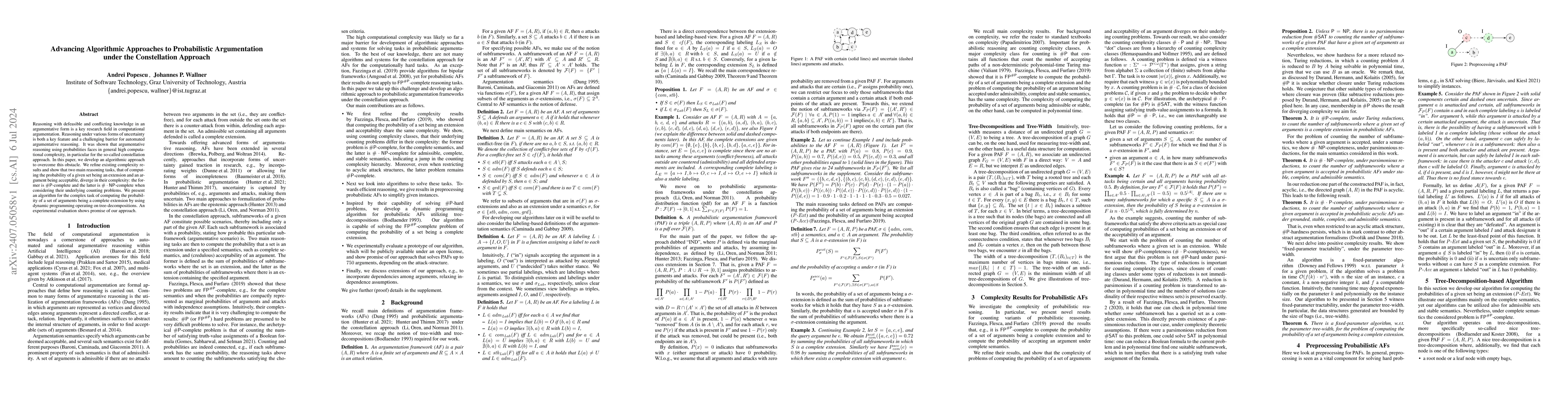 Thumbnail for Advancing Algorithmic Approaches to Probabilistic Argumentation under
  the Constellation Approach