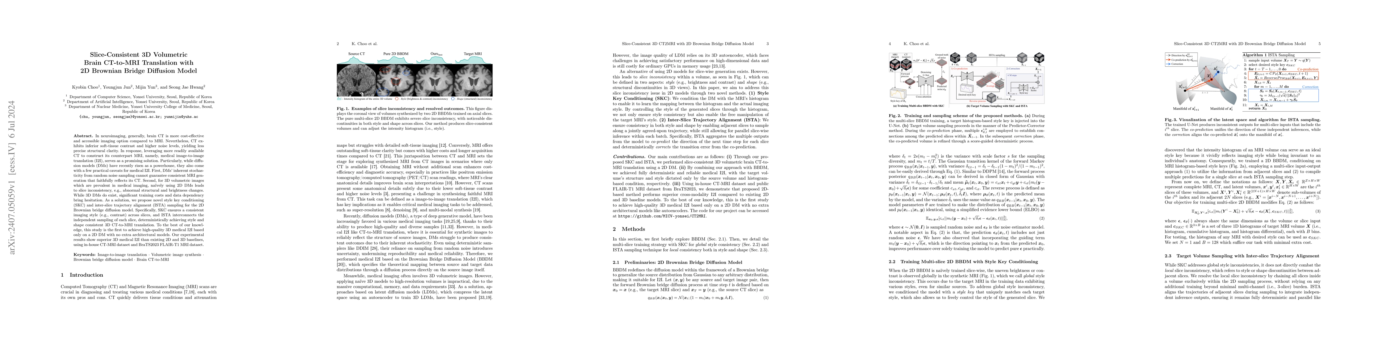 Thumbnail for Slice-Consistent 3D Volumetric Brain CT-to-MRI Translation with 2D
  Brownian Bridge Diffusion Model