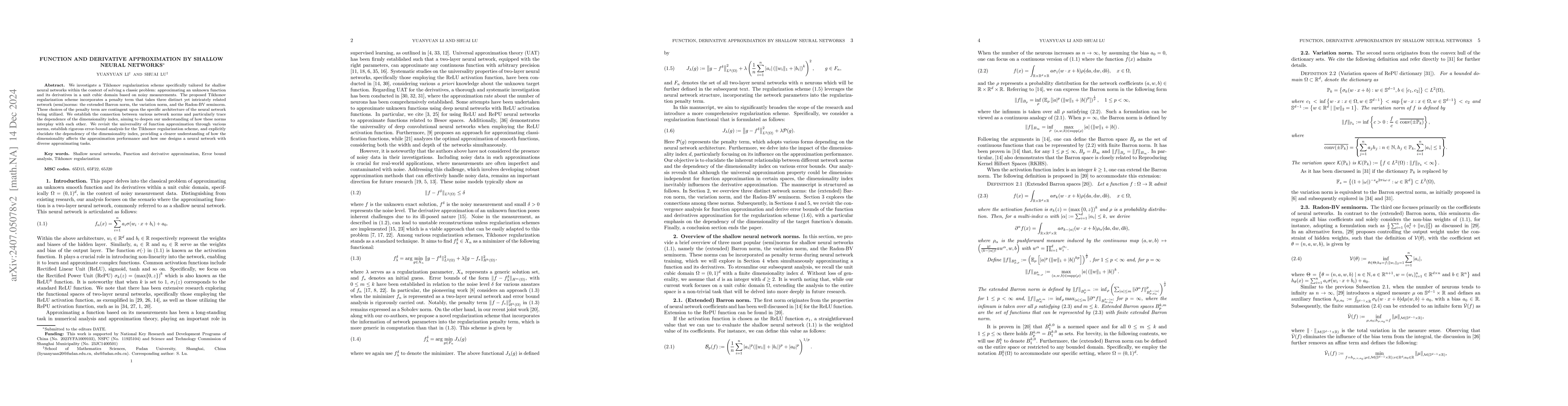 Thumbnail for Function and derivative approximation by shallow neural networks