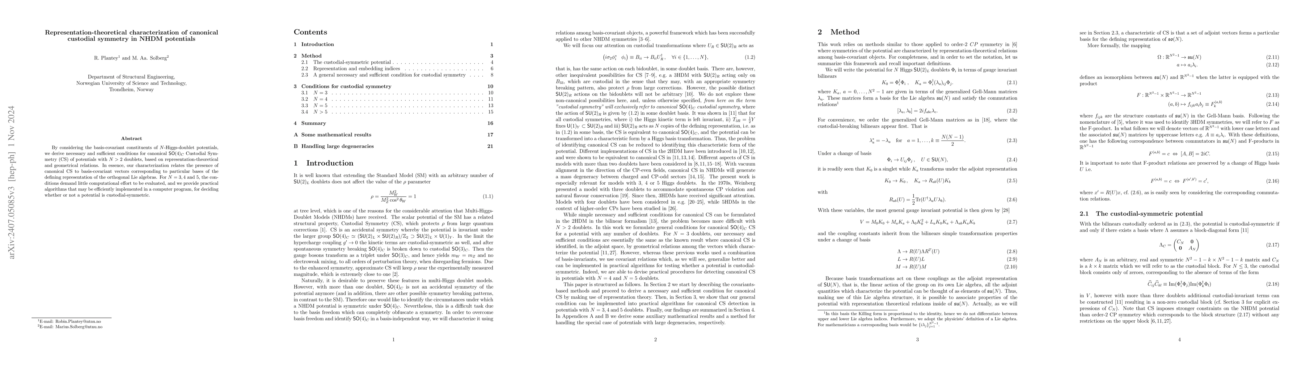 Thumbnail for Representation-theoretical characterization of canonical custodial
  symmetry in NHDM potentials