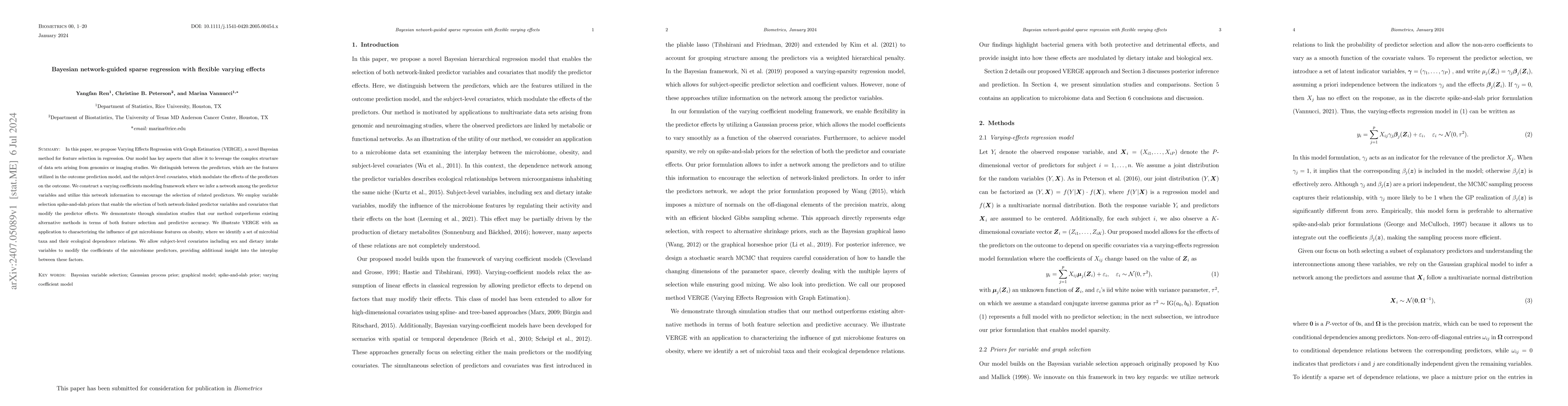 Thumbnail for Bayesian network-guided sparse regression with flexible varying effects