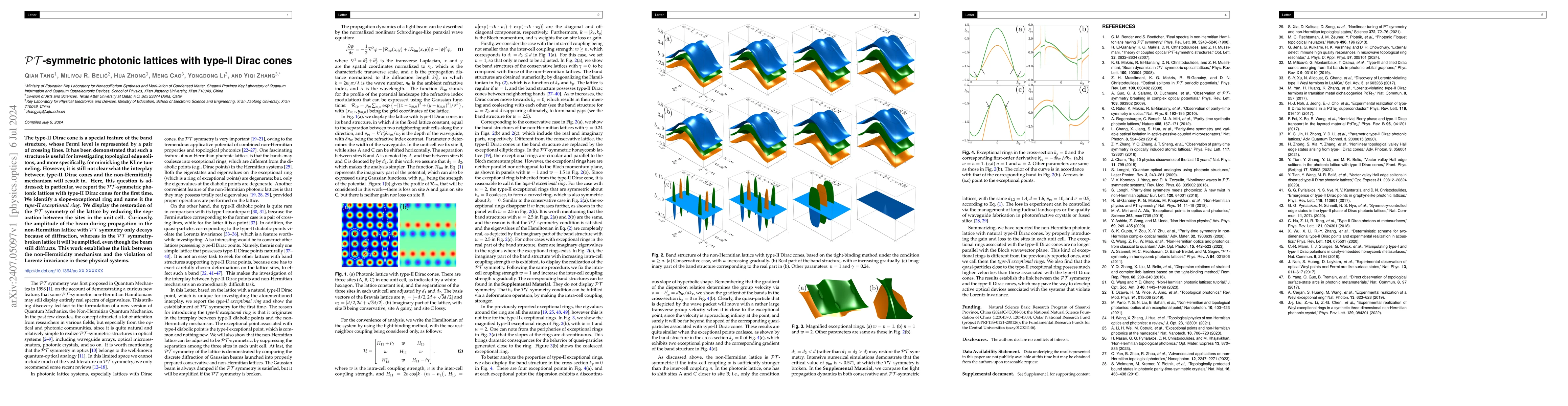 Thumbnail for $\mathcal{PT}$-symmetric photonic lattices with type-II Dirac cones