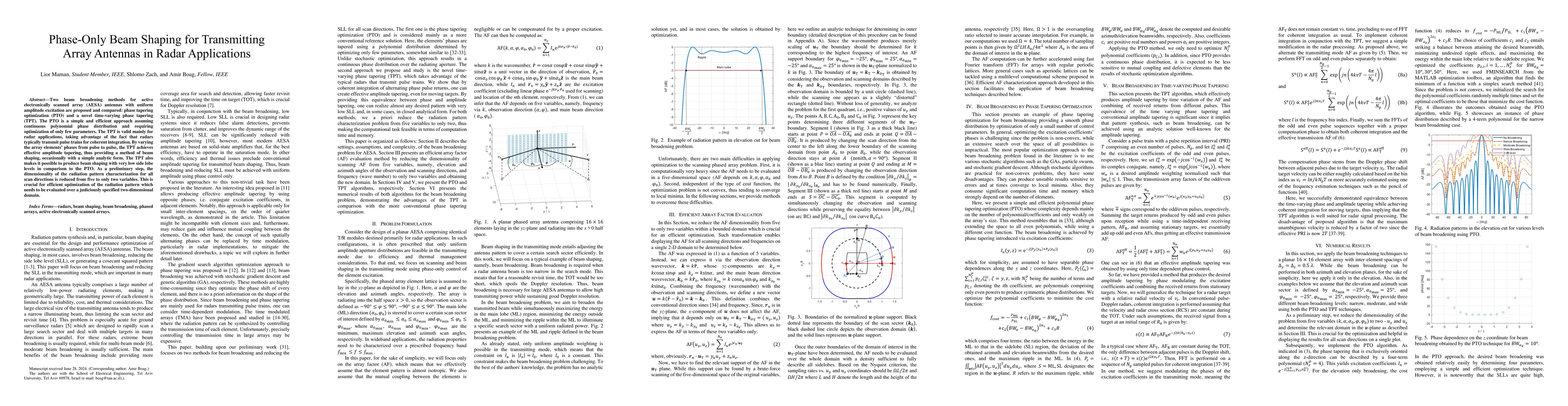 Thumbnail for Phase-Only Beam Shaping for Transmitting Array Antennas in Radar
  Applications