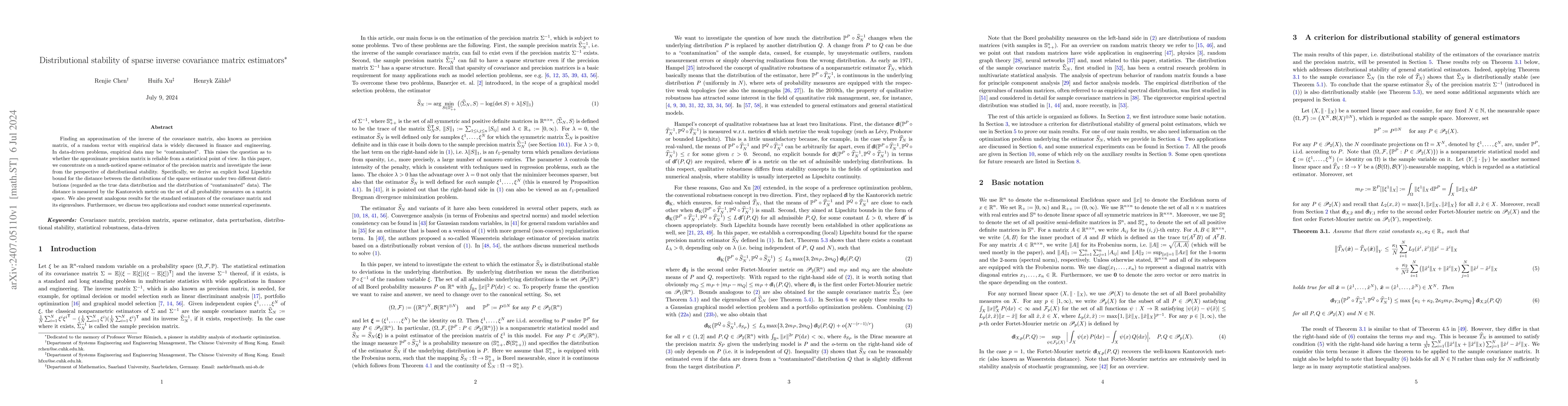 Thumbnail for Distributional stability of sparse inverse covariance matrix estimators