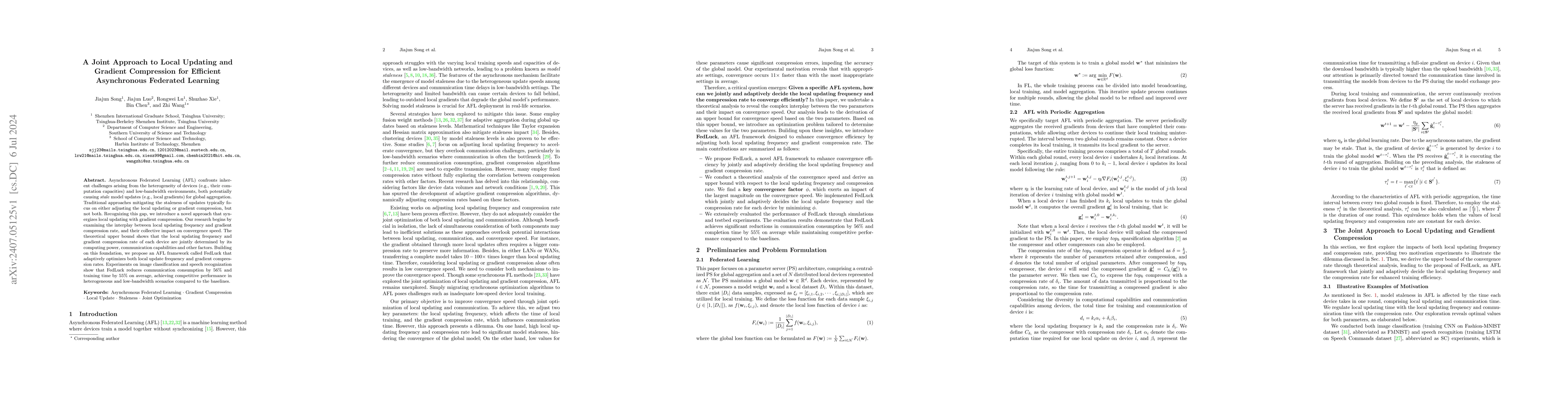 Thumbnail for A Joint Approach to Local Updating and Gradient Compression for
  Efficient Asynchronous Federated Learning