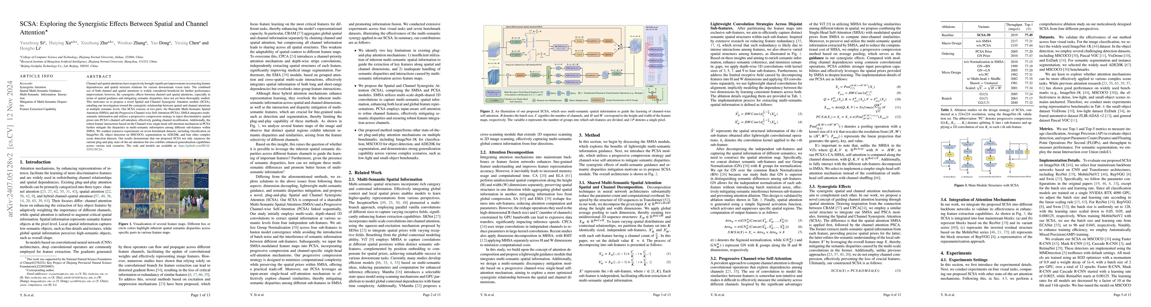 Thumbnail for SCSA: Exploring the Synergistic Effects Between Spatial and Channel
  Attention