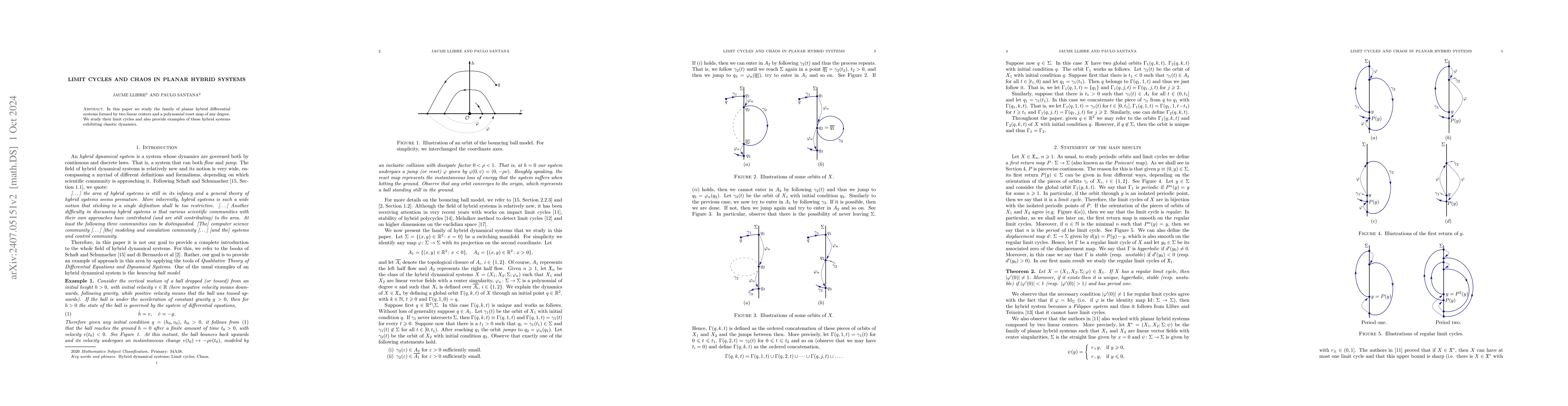 Thumbnail for Limit cycles and chaos in planar hybrid systems