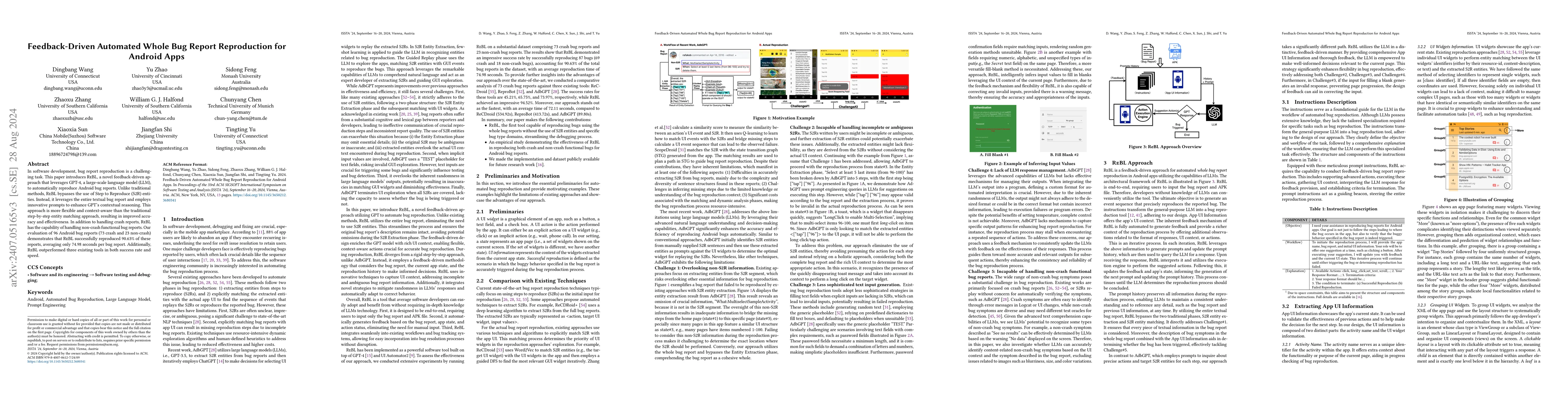 Thumbnail for Feedback-Driven Automated Whole Bug Report Reproduction for Android Apps