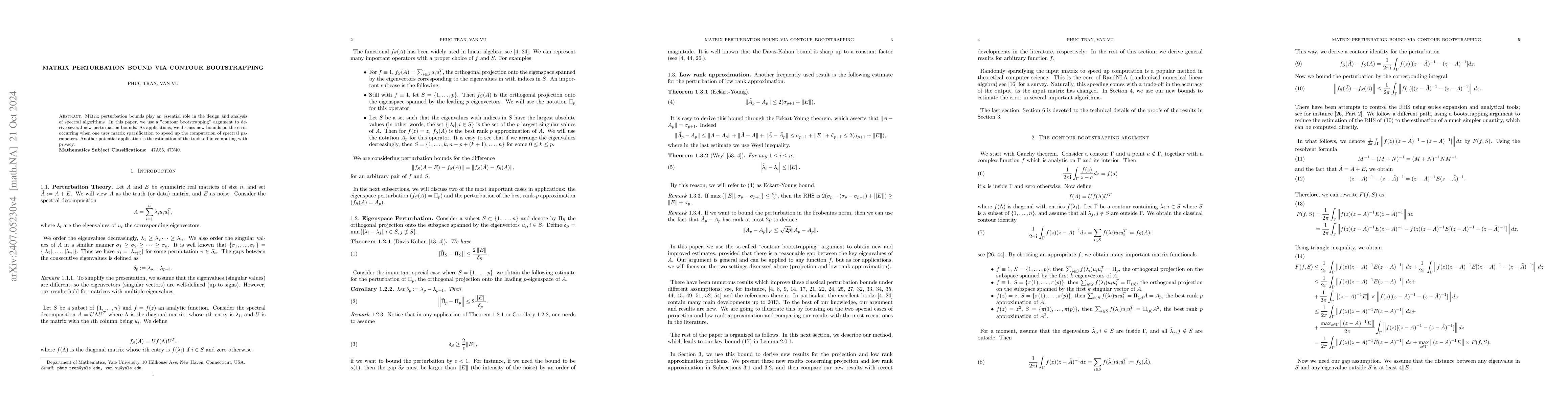 Thumbnail for Matrix perturbation bounds via contour bootstrapping