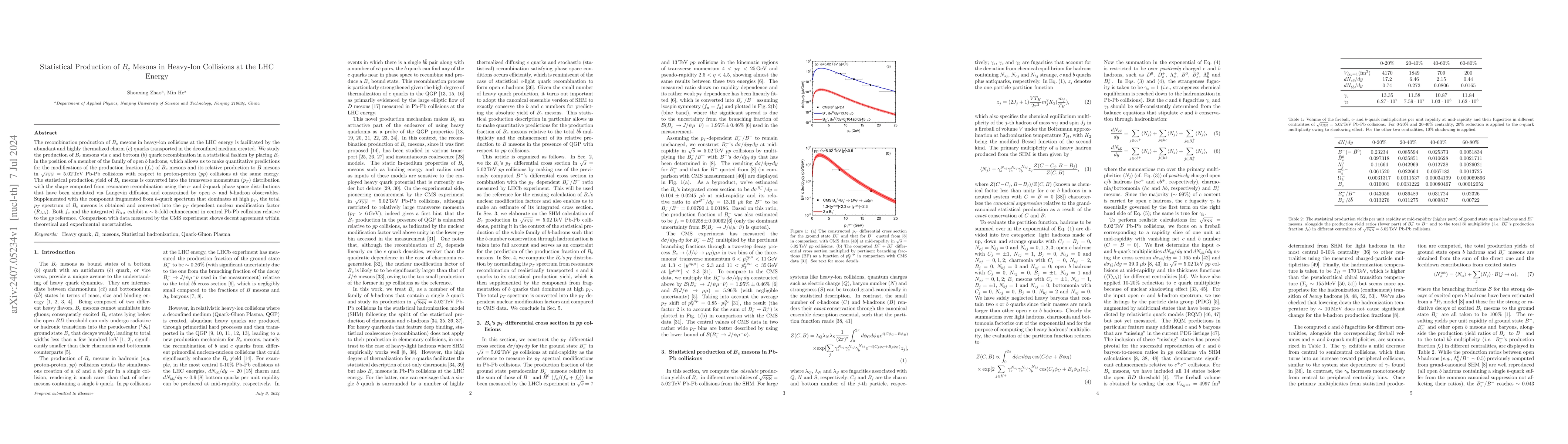 Thumbnail for Statistical Production of $B_c$ Mesons in Heavy-Ion Collisions at the
  LHC Energy