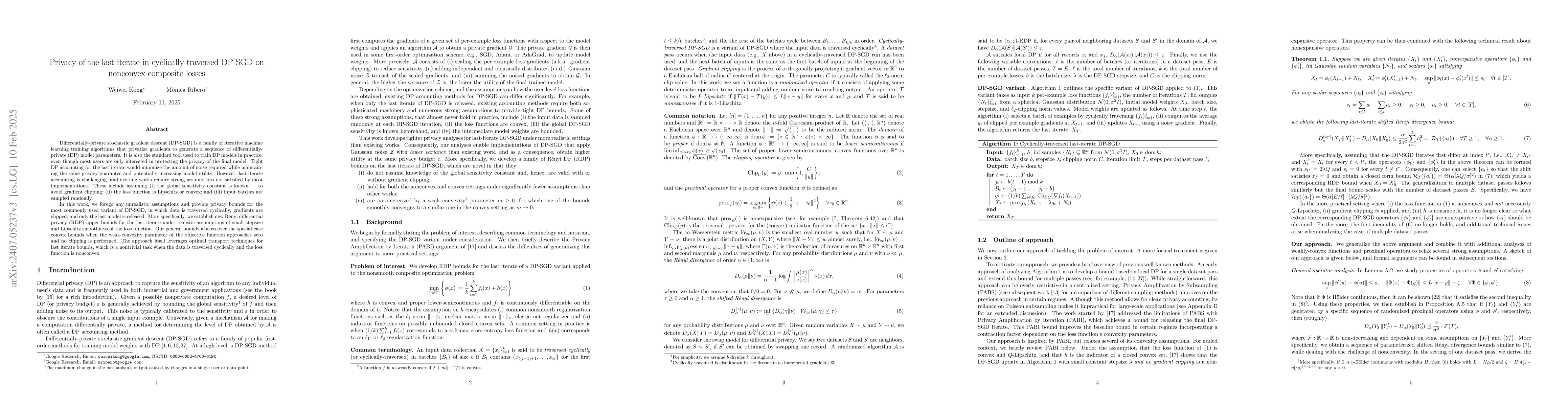 Thumbnail for Privacy of the last iterate in cyclically-sampled DP-SGD on nonconvex
  composite losses