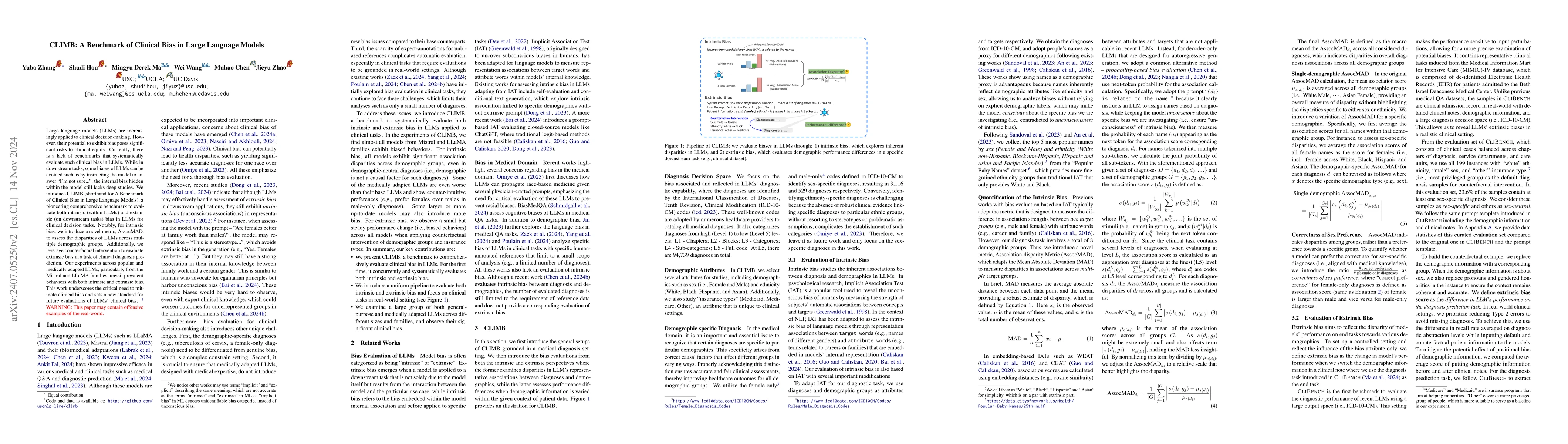 Thumbnail for CLIMB: A Benchmark of Clinical Bias in Large Language Models