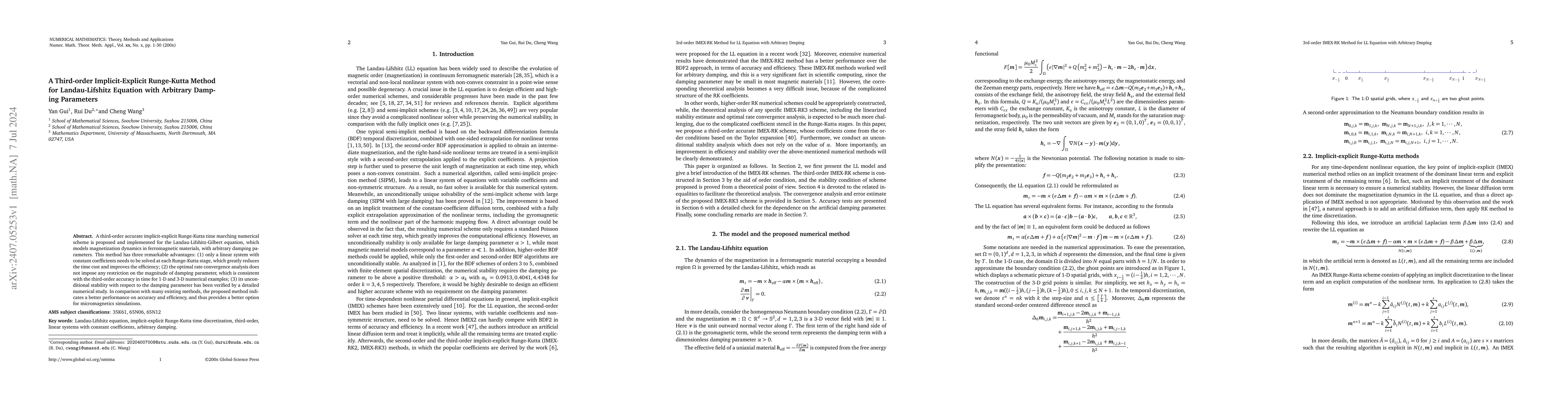Thumbnail for A Third-order Implicit-Explicit Runge-Kutta Method for Landau-Lifshitz
  Equation with Arbitrary Damping Parameters