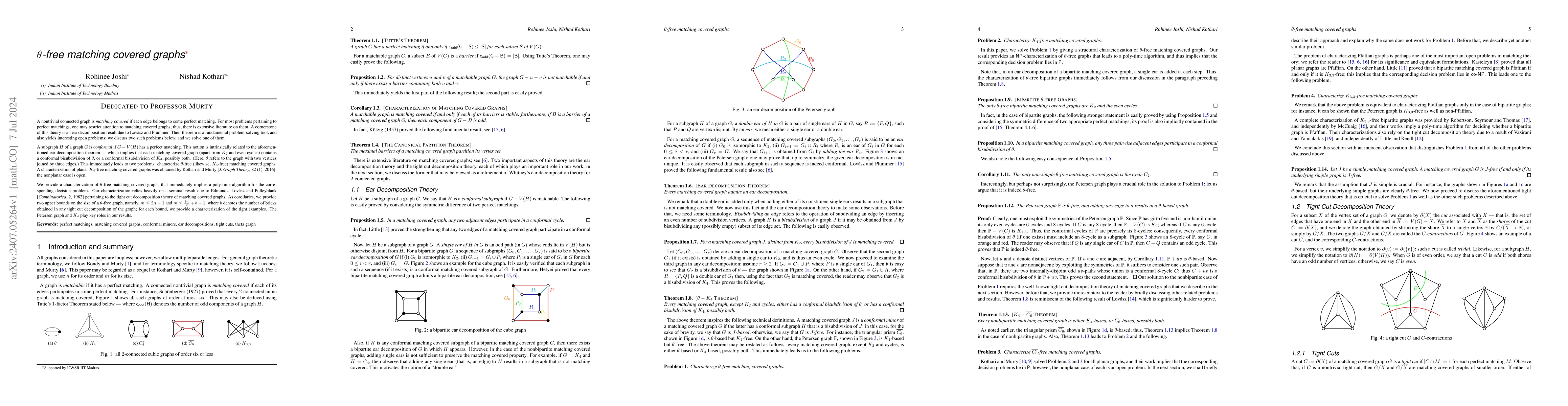 Thumbnail for $θ$-free matching covered graphs