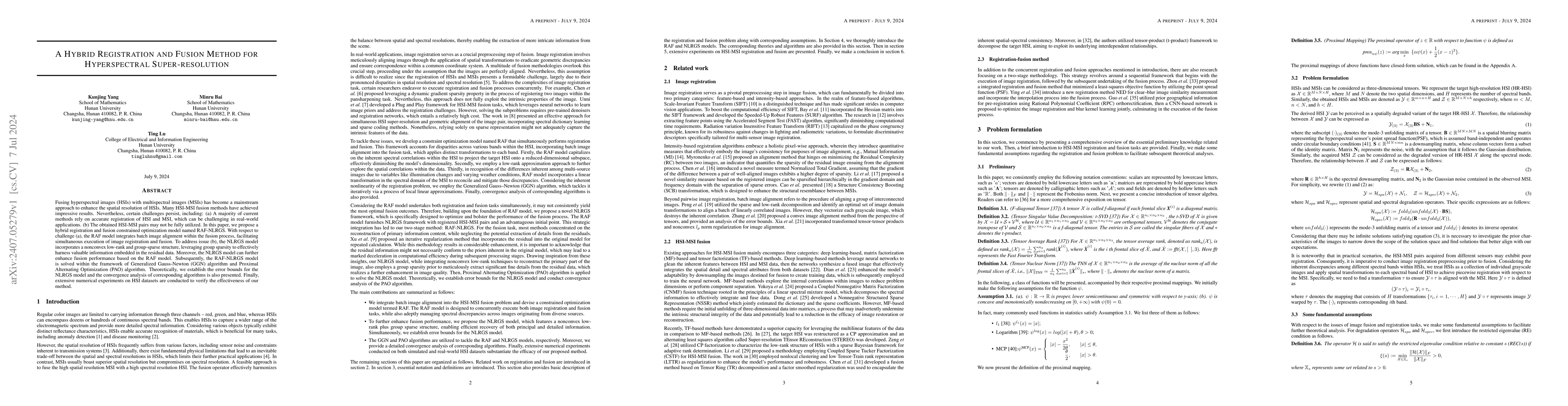 Thumbnail for A Hybrid Registration and Fusion Method for Hyperspectral
  Super-resolution
