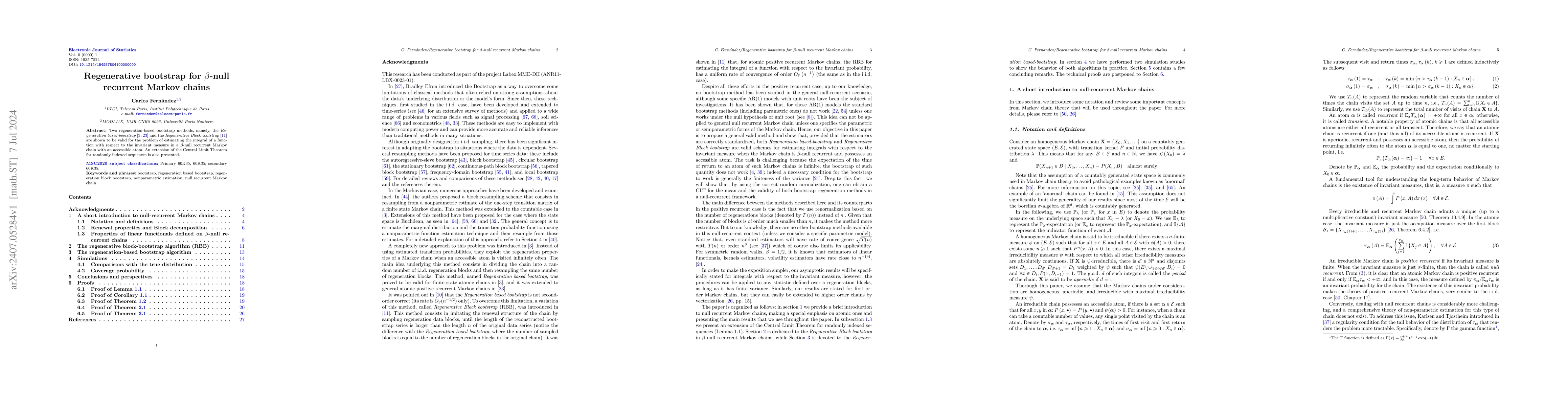 Thumbnail for Regenerative bootstrap for $β$-null recurrent Markov chains