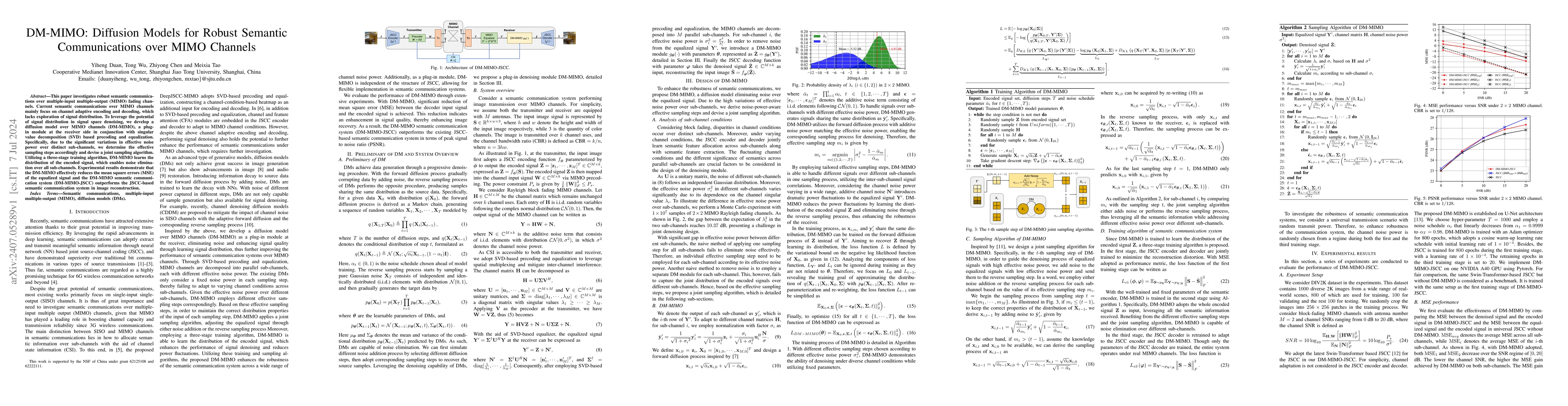 Thumbnail for DM-MIMO: Diffusion Models for Robust Semantic Communications over MIMO
  Channels