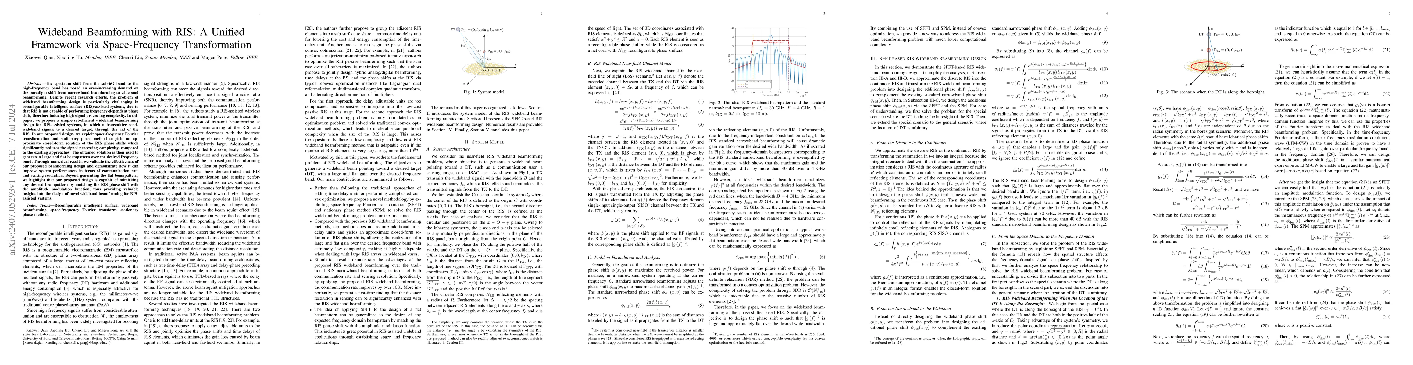 Thumbnail for Wideband Beamforming with RIS: A Unified Framework via Space-Frequency
  Transformation