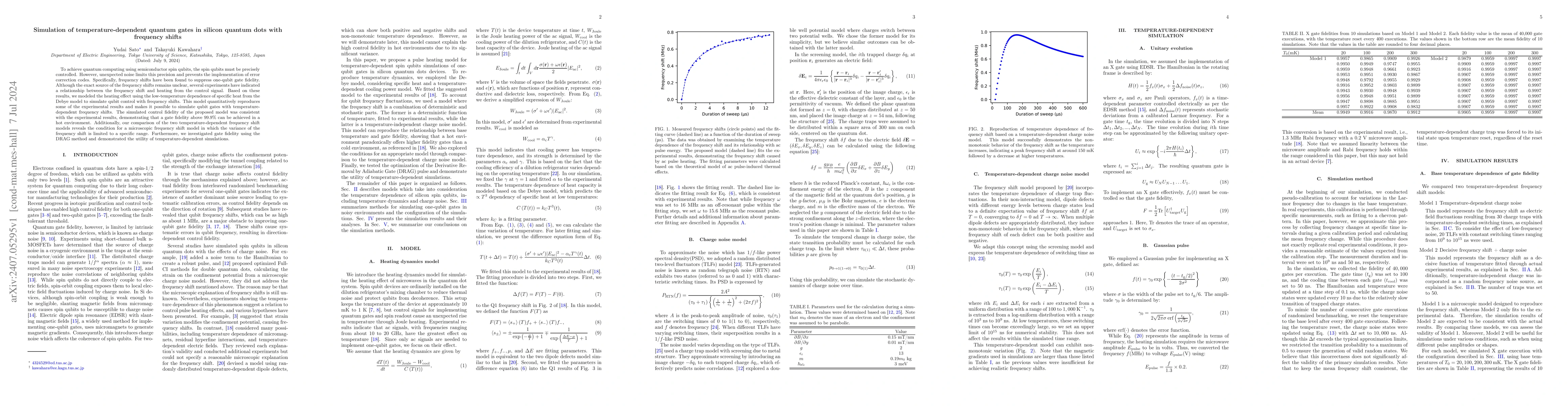 Thumbnail for Simulation of temperature-dependent quantum gates in silicon quantum
  dots with frequency shifts