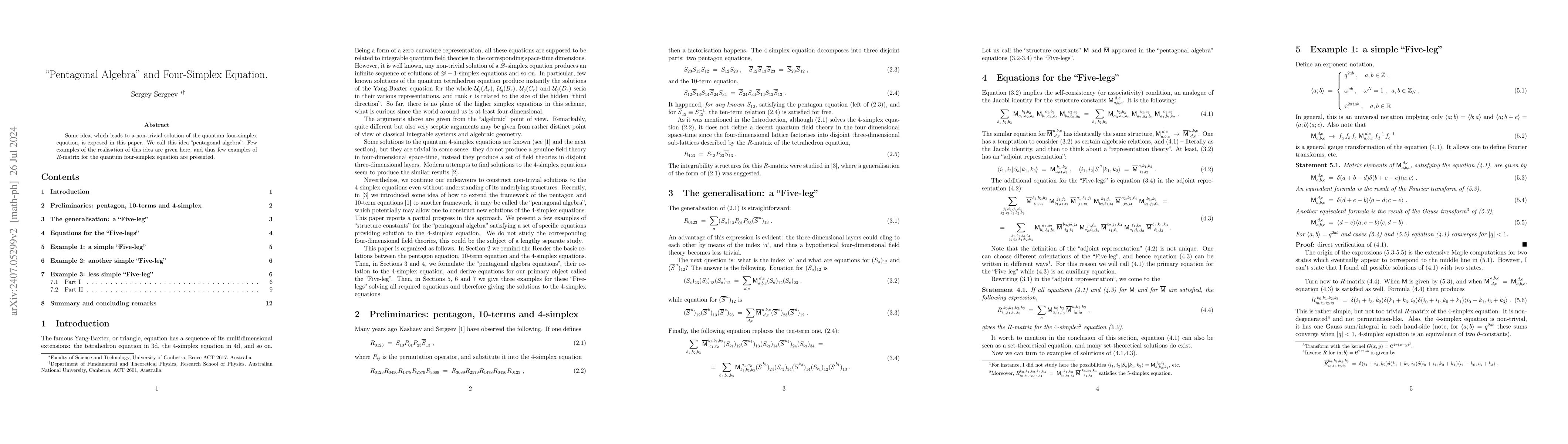 Thumbnail for "Pentagonal Algebra" and Four-Simplex Equation